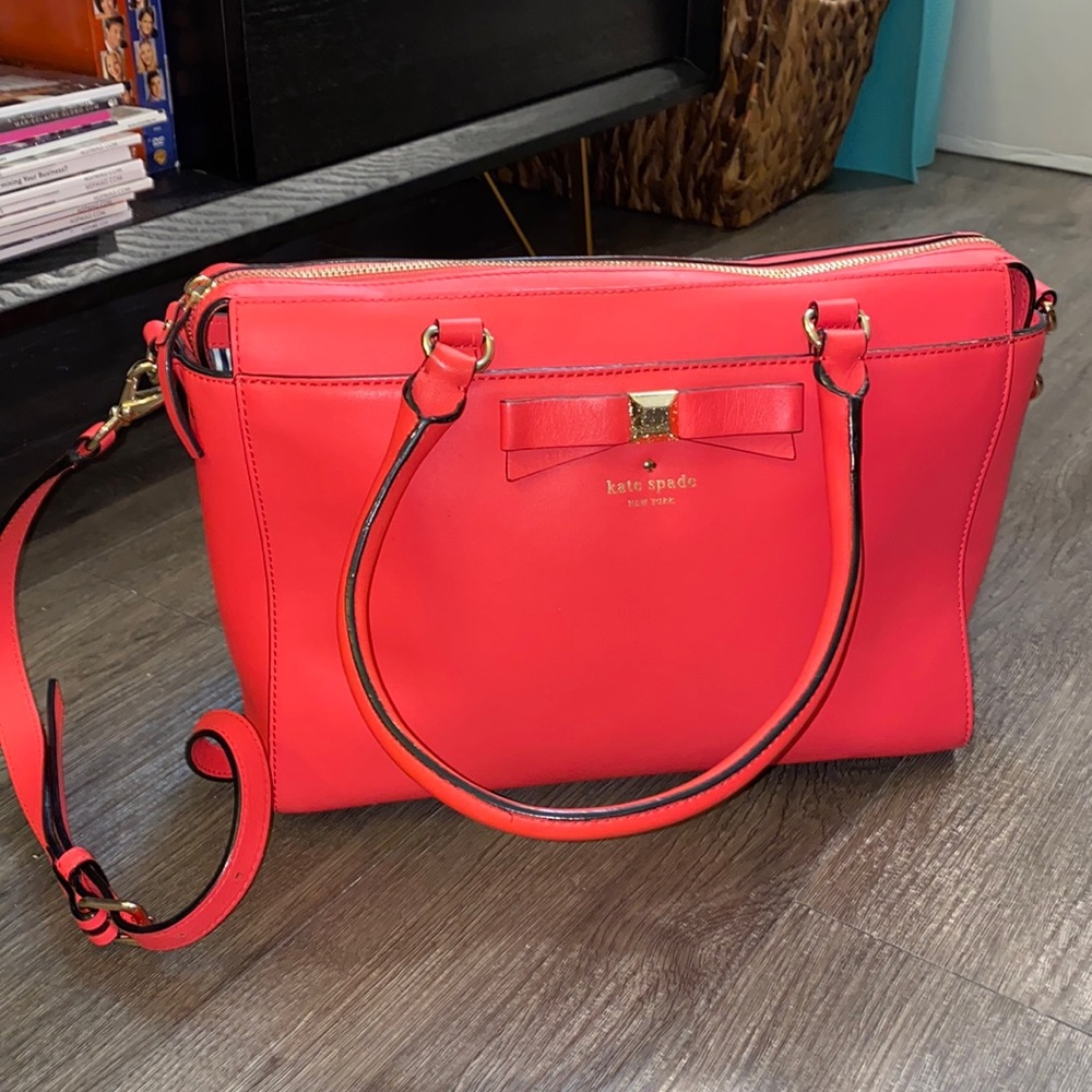 kate spade hot pink satchel work bag